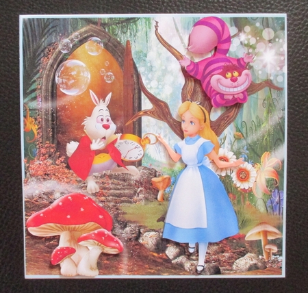 Alice In Wonderland (1)7 x 7 quick card with decoupage by Davina Rundle