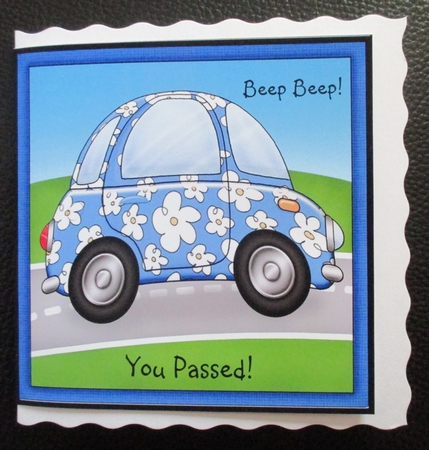 Floral Funky Car Quick Cut and Fold Card  by Davina Rundle