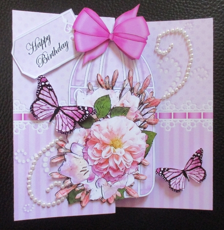 3D Shaped No-Hole Fold Back Mini Kit - Birdcage, Pretty in Pink, Butterflies & Lace   by Davina Rundle
