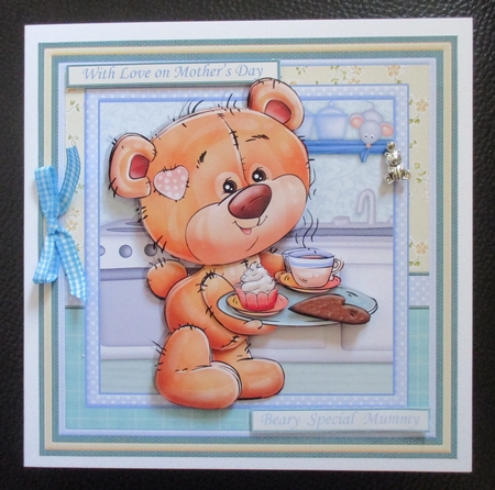 TEDDY BEAR JUST FOR YOU 7.5 Decoupage & Insert Mini Kit by Davina Rundle