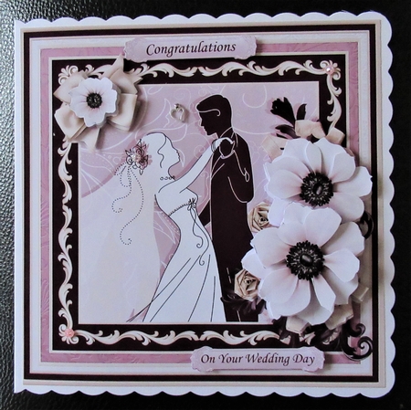 WEDDING BRIDE & GROOM Dusty Rose & Champagne 7.8 Decoupage & Insert Mini Kit by Davina Rundle