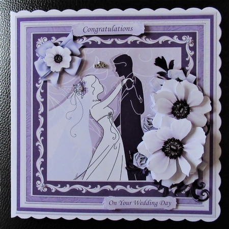 WEDDING BRIDE & GROOM Lilac & Silver 7.8 Decoupage & Insert Mini Kit by Davina Rundle