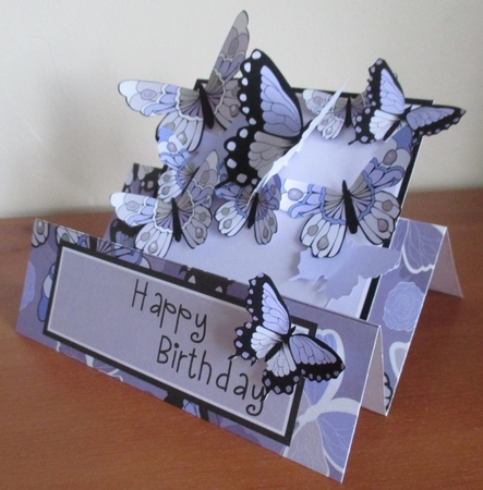 Scrappy Butterfly Mountain Fold Card - Purple by Davina Rundle