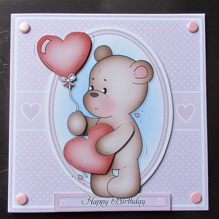 Valentine Bear Pink Mini Kit. Birthday or Valentine with Ages by Davina Rundle
