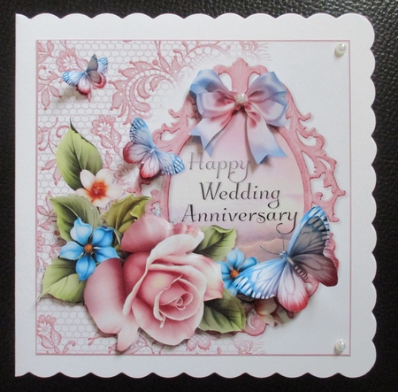 Butterflies and Roses Happy Wedding Anniversary by Davina Rundle