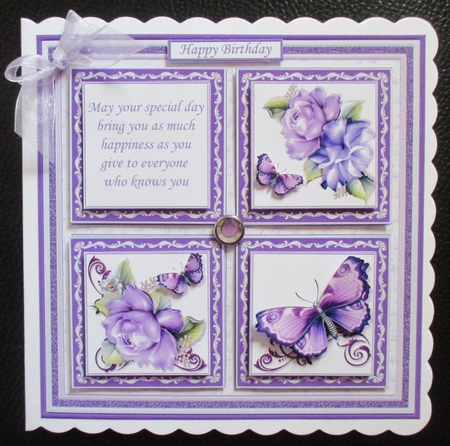 LILAC ROSES BUTTERFLIES & VERSE SQUARES 7.5 Quick Layer Card & Insert Mini Kit by Davina Rundle