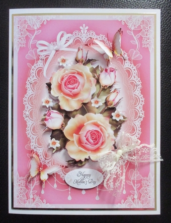 Yellow Lace Roses Bouquet Card Mini Kit by Davina Rundle