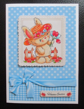 Hoppy Easter (Blue Backgound) by Davina Rundle
