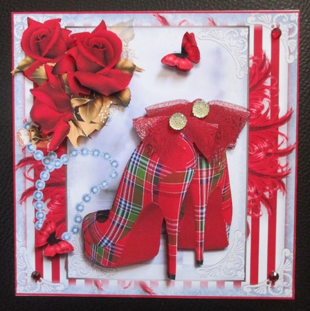 The Red Tartan Shoes Card Front Kit by Davina Rundle