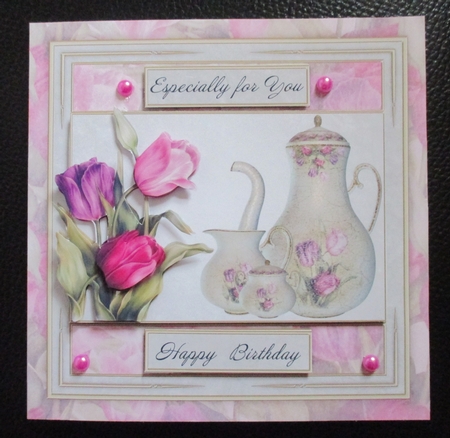 Tulip Coffee Set 7x7 Card Front Topper by Davina Rundle