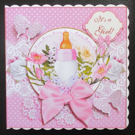 Baby Girl Bottle Card Front Mini Kit. by Davina Rundle