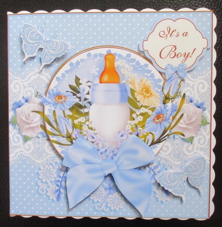 Baby Boy Bottle Card Front Mini Kit. by Davina Rundle