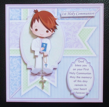 1ST HOLY COMMUNION or CONFIRMATION Boy & Verse 7.5 Decoupage & Insert Mini Kit by Davina Rundle