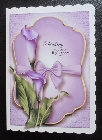 Gold Edged Mat & Bow - Purple Calla Lilies by Davina Rundle