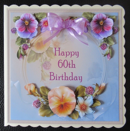 Happy 60th Birthday Floral Topper by Davina Rundle