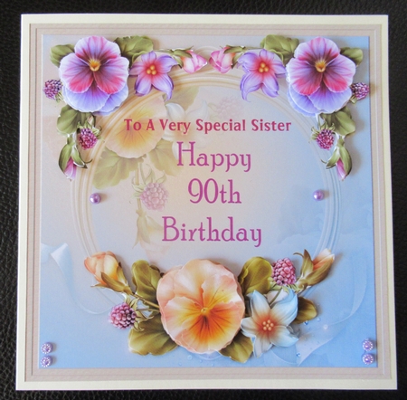 Happy 90th Birthday Floral Topper by Davina Rundle