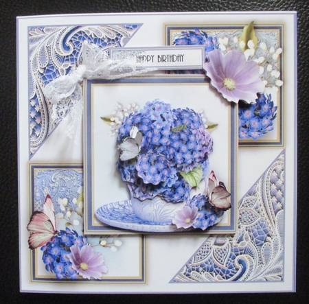 Hydrangea And Lace Card Front kit by Davina Rundle