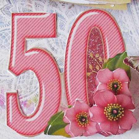 Add On for Vintage Easel 50th Birthday Card Kit 1178 by Davina Rundle