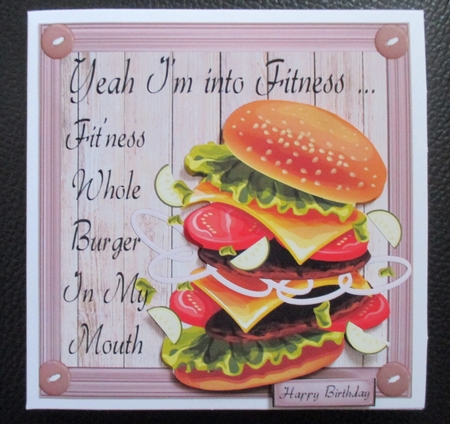 Fitness Burger Humor 8x8 by Davina Rundle