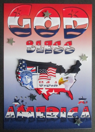 God Bless America Quick Card Front with Pyramage by Davina Rundle