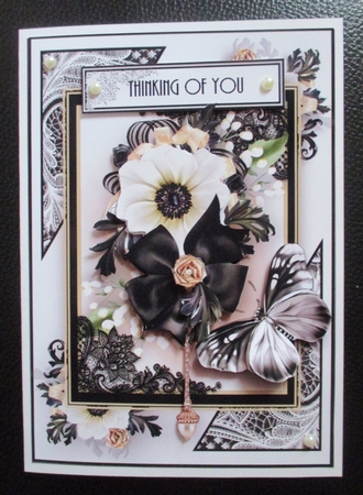 A5 Black and White Lace Flora Card Kit by Davina Rundle