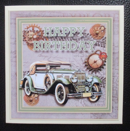 Vintage Car 8x8 card Front Topper by Davina Rundle