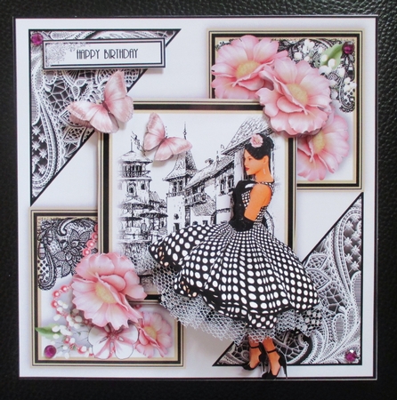 Black and White Vintage Fashion Card Front Kit by Davina Rundle