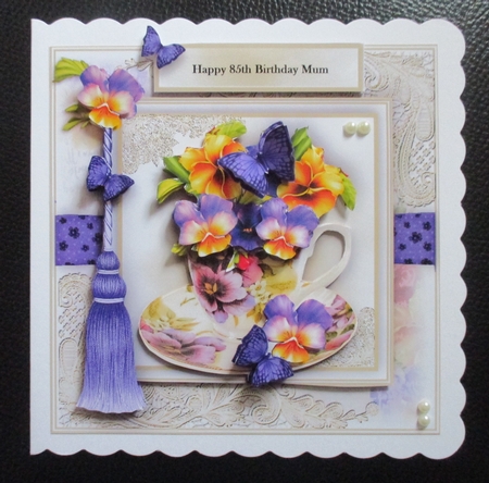 7x7 Pansy Teacup Card Kit by Davina Rundle
