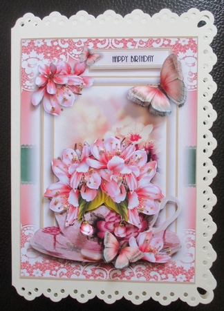 A5 Cherry Blossom Teacup Card Kit by Davina Rundle