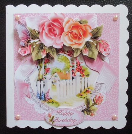 8x8 country cottage with spring roses mini kit by Davina Rundle