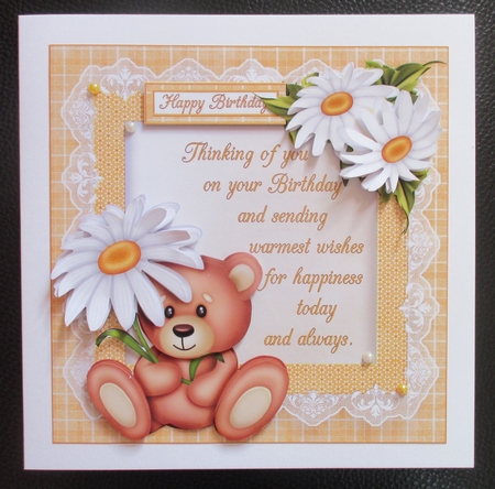 8x8 daisy bear with birthday wishes mini kit by Davina Rundle