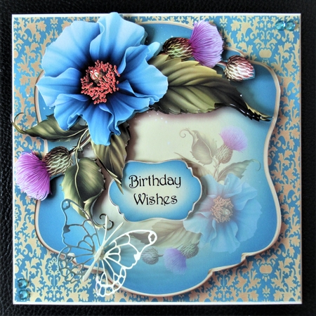 Jewel Damask & Blue Poppies by Davina Rundle