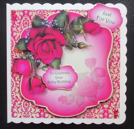 Jewel Damask & Magenta Roses by Davina Rundle