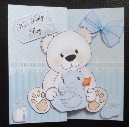 3D Shaped No-Hole Fold Back Mini Kit -   New Baby Boy Teddy by Davina Rundle