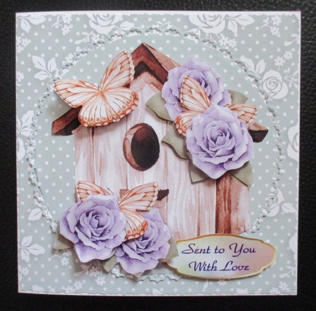 3D Birdhouse In Brown & Lavender by Davina Rundle