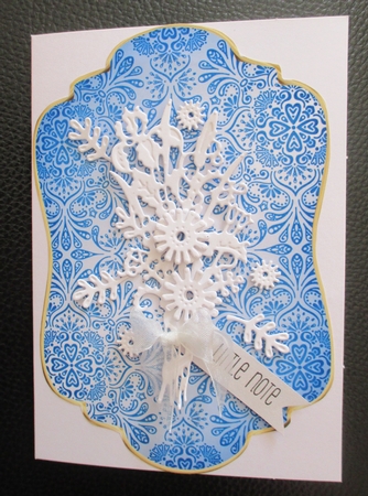 Blue Hues Damask Gold Edged Shaped Mat 3 by Davina Rundle