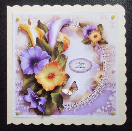 Violet Yellow Pansies with Callas Card Mini Kit by Davina Rundle
