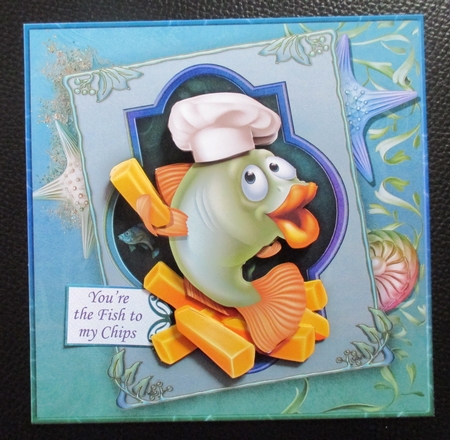 FISH AND CHIPS Humorous 7.5 Decoupage & Insert Mini Kit Various Occasions by Davina Rundle