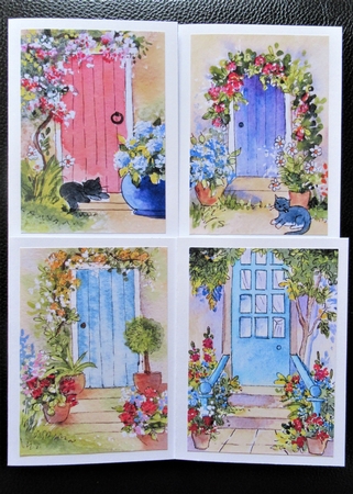 4 Cottage Door A6 card toppers by Davina Rundle
