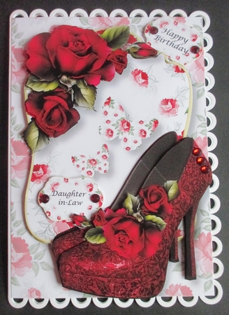 Shabby Chic Shoes & Butterflies In Reds by Davina Rundle