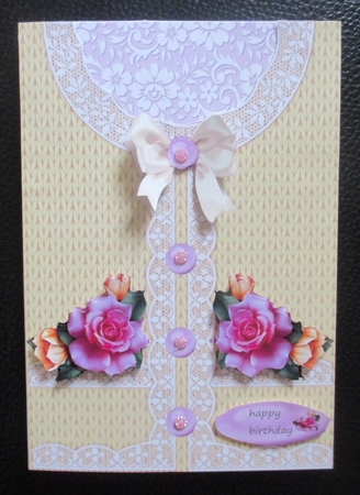 Classic Sweater  A5 card pink roses by Davina Rundle