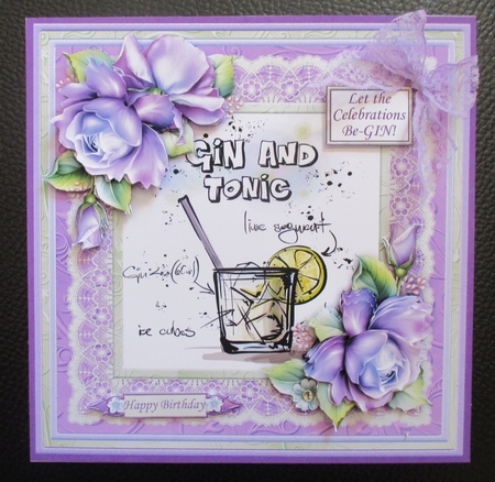LET THE CELEBRATIONS BE-GIN Humorous 7.5 Gin & Tonic Decoupage Mini Kit by Davina Rundle