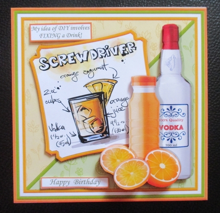 COCKTAILS SCREWDRIVER & DIY 7.5 Humorous Decoupage Mini Kit by Davina Rundle