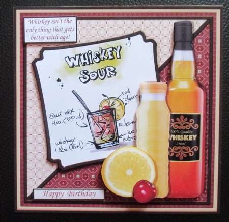COCKTAILS WHISKEY GETS BETTER WITH AGE 7.5 Humorous Decoupage Mini Kit by Davina Rundle