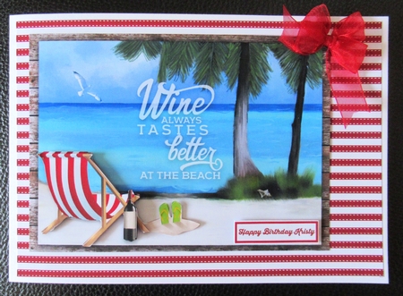 WINE AT THE BEACH 7x5 by Davina Rundle