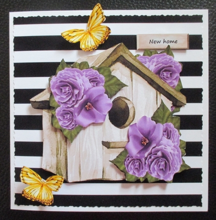  Birdhouse & Lavender Flowers New Home by Davina Rundle