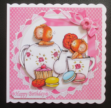 8x8 tea and mice macaroons minikit by Davina Rundle