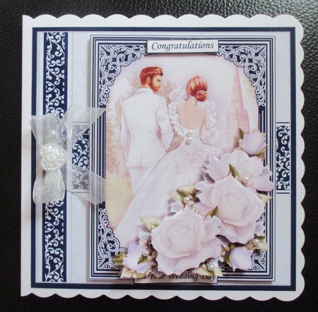 WEDDING DAY BRIDE & GROOM Navy 7.5 Decoupage & Insert Mini Kit by Davina Rundle