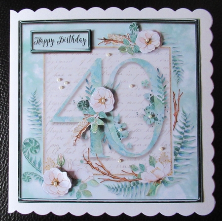 Floral Number Card Topper - 40th Birthday by Davina Rundle