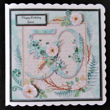 Floral Number Card Topper - 50th Birthday by Davina Rundle